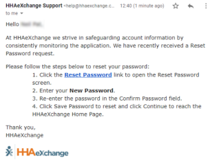 Reset Password Email with Instructions
